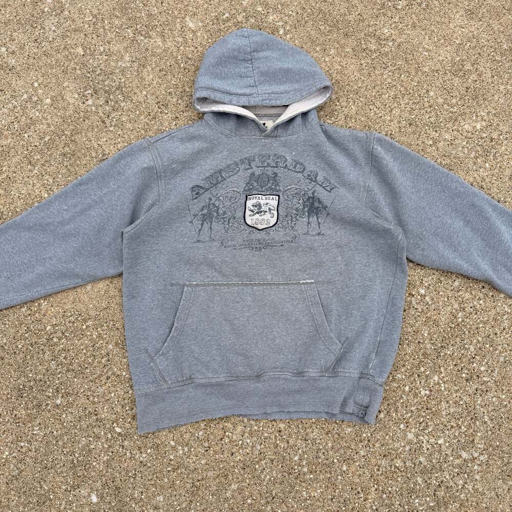 Route 66 Amsterdam Royal Seal 1882 Heather Gray Pullover Hoodie